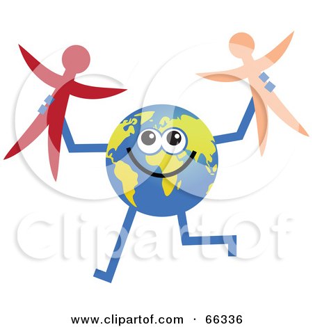 Royalty-Free (RF) Clipart Illustration of a Global Character Holding Stick People by Prawny