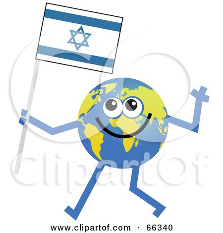 Royalty-Free (RF) Clipart Illustration of a Global Character Carrying an Israel Flag  by Prawny
