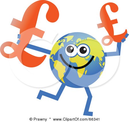 Royalty-Free (RF) Clipart Illustration of a Global Character Holding Pound Symbols by Prawny