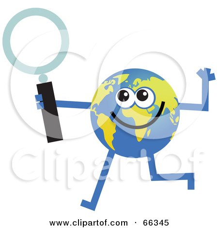 Royalty-Free (RF) Clipart Illustration of a Global Character Holding a Magnifying Glass by Prawny