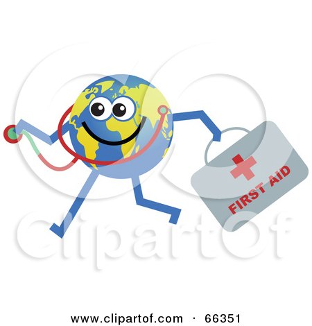 Royalty-Free (RF) Clipart Illustration of a Global Character Holding a First Aid Kit and Stethoscope by Prawny