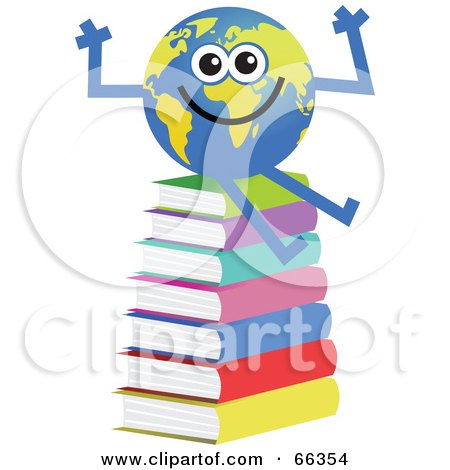 Royalty-Free (RF) Clipart Illustration of a Global Character Sitting on Books by Prawny
