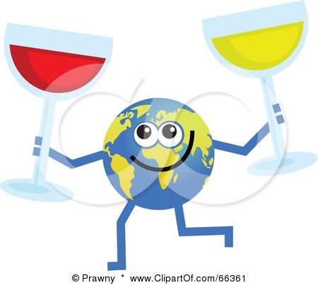Royalty-Free (RF) Clipart Illustration of a Global Character Holding Glasses of Wine by Prawny