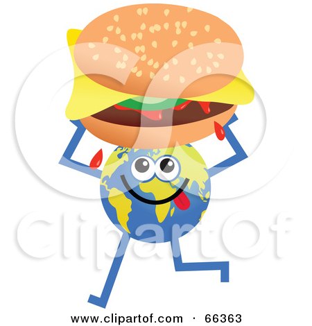 Royalty-Free (RF) Clipart Illustration of a Global Character Holding a Cheeseburger by Prawny