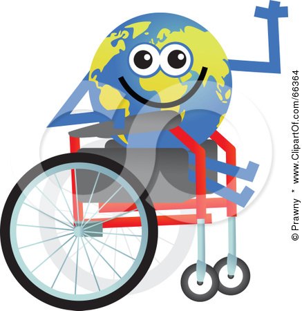 Royalty-Free (RF) Clipart Illustration of a Global Character in a Wheelchair by Prawny