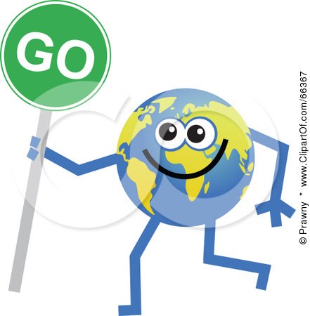 Royalty-Free (RF) Clipart Illustration of a Global Character Holding a Go Sign by Prawny