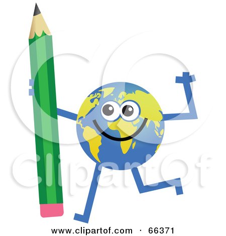 Royalty-Free (RF) Clipart Illustration of a Global Character Holding a Pencil by Prawny