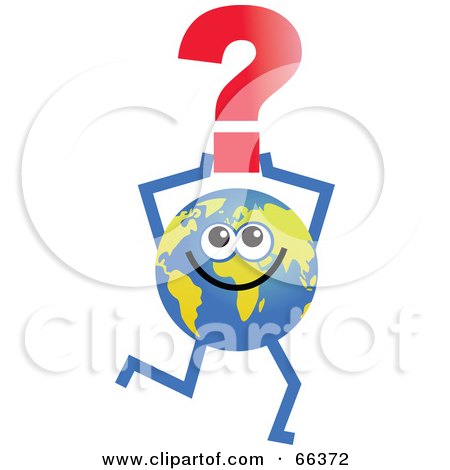 Royalty-Free (RF) Clipart Illustration of a Global Character Holding a Question Mark by Prawny