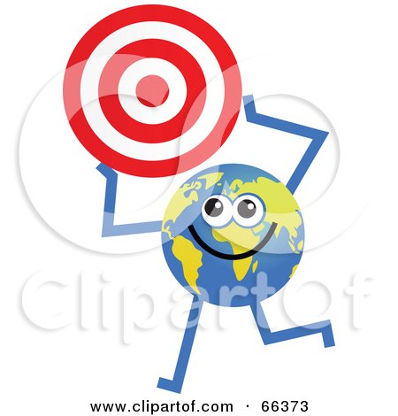 Royalty-Free (RF) Clipart Illustration of a Global Character Holding a Target by Prawny