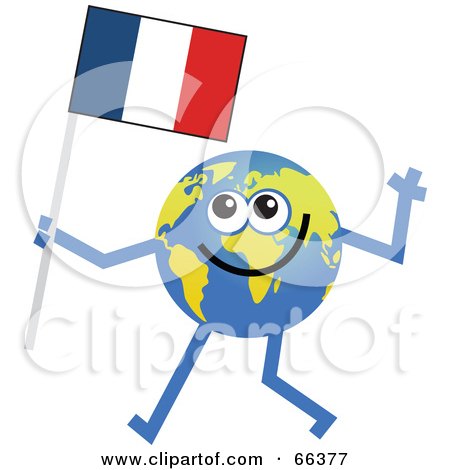 Royalty-Free (RF) Clipart Illustration of a Global Character Carrying a France Flag  by Prawny
