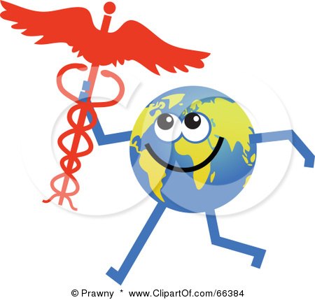 Royalty-Free (RF) Clipart Illustration of a Global Character Holding a Caduceus by Prawny
