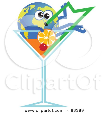 Royalty-Free (RF) Clipart Illustration of a Global Character Sitting in a Cocktail by Prawny
