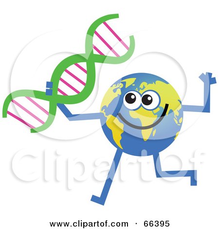 Royalty-Free (RF) Clipart Illustration of a Global Character Holding DNA by Prawny
