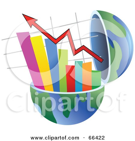Royalty-Free (RF) Clipart Illustration of an Open Globe With a Bar Graph by Prawny