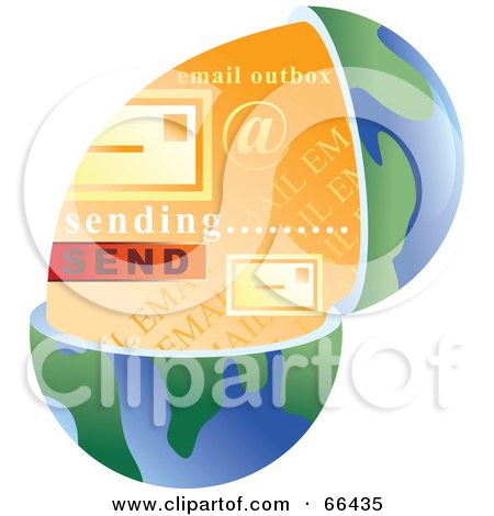 Royalty-Free (RF) Clipart Illustration of an Open Globe With Email by Prawny