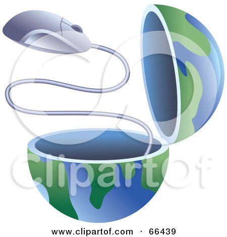 Royalty-Free (RF) Clipart Illustration of an Open Globe With a Computer Mouse by Prawny