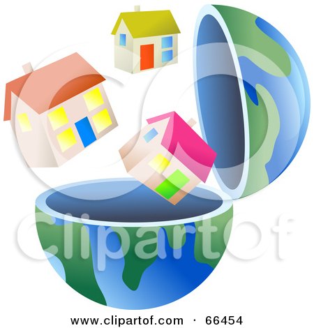 Royalty-Free (RF) Clipart Illustration of an Open Globe With Homes by Prawny