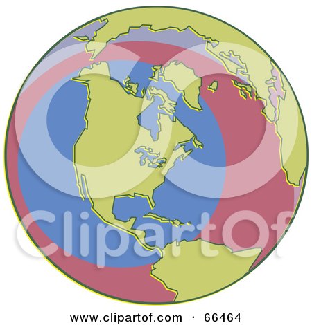 Royalty-Free (RF) Clipart Illustration of a Pink, Blue And Yellow Globe by Prawny