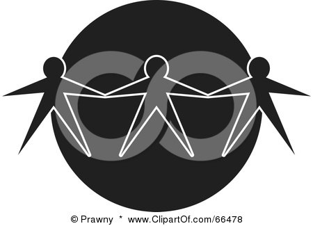 Royalty-Free (RF) Clipart Illustration of a Black And White Globe With Three People Holding Hands by Prawny