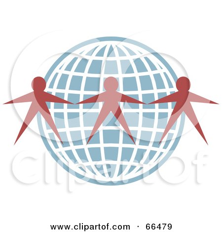 Royalty-Free (RF) Clipart Illustration of Red People Around A Blue Wire Globe by Prawny