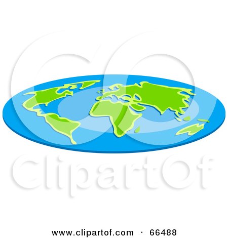 Royalty-Free (RF) Clipart Illustration of a Squished Blue And Green Globe by Prawny