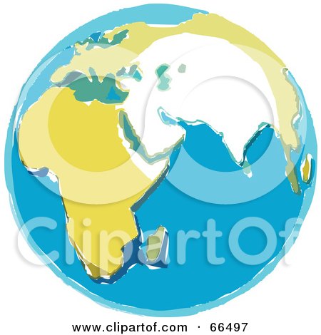 Royalty-Free (RF) Clipart Illustration of a White, Yellow And Blue Globe by Prawny