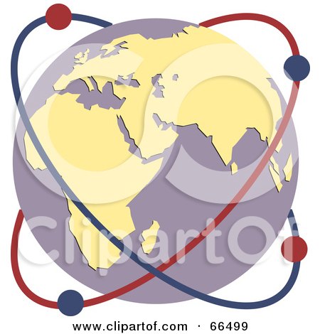 Royalty-Free (RF) Clipart Illustration of an Atom Around A Purple And Yellow Globe by Prawny