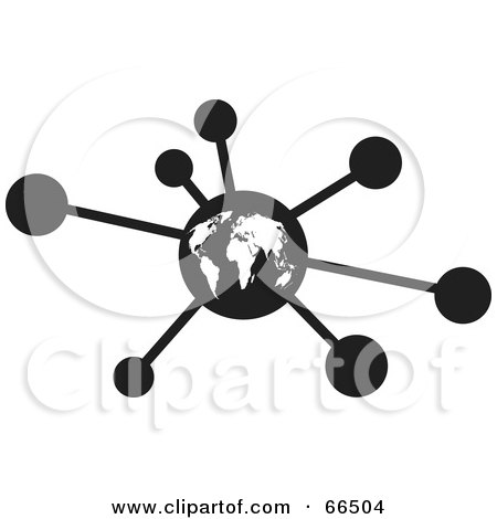 Royalty-Free (RF) Clipart Illustration of a Black And White Globe Molecule by Prawny