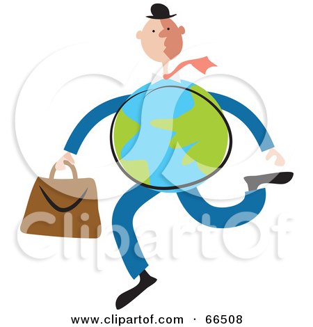 Royalty-Free (RF) Clipart Illustration of a Global Businessman Running by Prawny