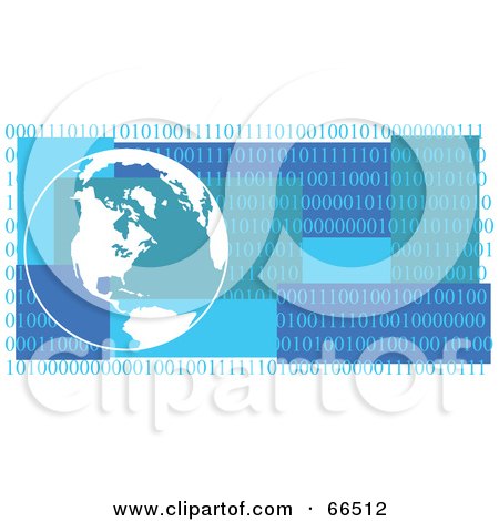 Royalty-Free (RF) Clipart Illustration of a Blue Globe Header With Binary by Prawny