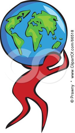 Royalty-Free (RF) Clipart Illustration of a Red Figure Carrying A Globe by Prawny