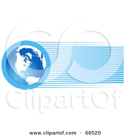 Royalty-Free (RF) Clipart Illustration of a Blue Globe Header With Lines by Prawny