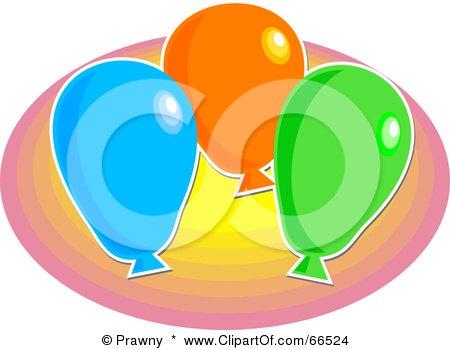 Royalty-Free (RF) Clipart Illustration of Three Party Balloons Over A Gradient Oval by Prawny