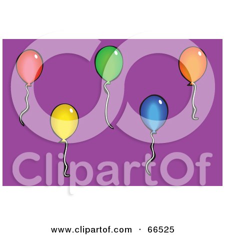 Royalty-Free (RF) Clipart Illustration of Colorful Floating Balloons Over Purple by Prawny