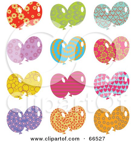 Royalty-Free (RF) Clipart Illustration of a Digital Collage Of Patterned Party Balloons by Prawny