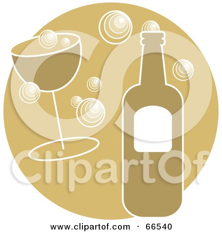 Royalty-Free (RF) Clipart Illustration of a Bottle And Glass Of Bubbly Over Brown by Prawny