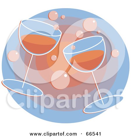 Royalty-Free (RF) Clipart Illustration of Two Glasses Of Bubbly Over A Gradient Circle by Prawny
