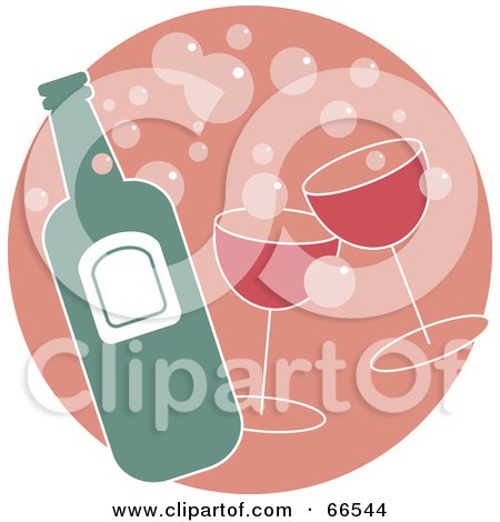 Royalty-Free (RF) Clipart Illustration of a Bottle And Glasses Of Bubbly Over Pink by Prawny