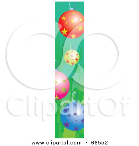 Royalty-Free (RF) Clipart Illustration of a Side Banner Of Colorful Christmas Baubles On Green by Prawny