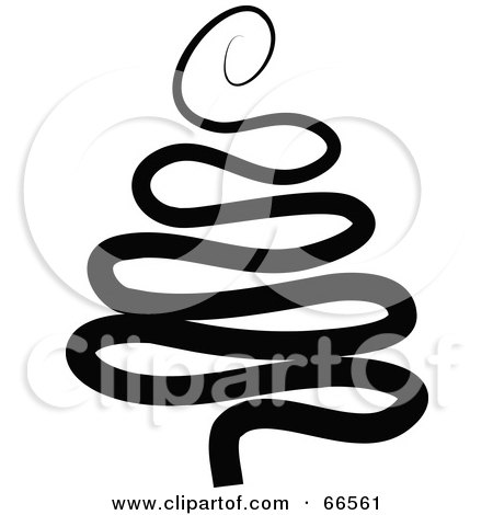 Royalty-Free (RF) Clipart Illustration of a Black And White Christmas Tree - Version 4 by Prawny