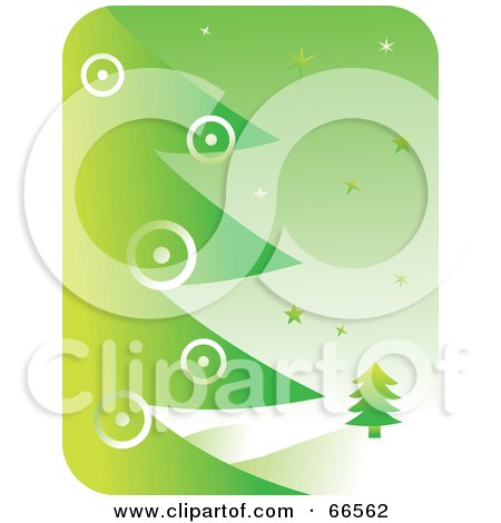 Royalty-Free (RF) Clipart Illustration of a Green Christmas Background Of A Tree And Snow by Prawny