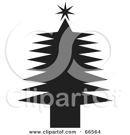 Royalty-Free (RF) Clipart Illustration of a Black And White Christmas Tree - Version 6 by Prawny
