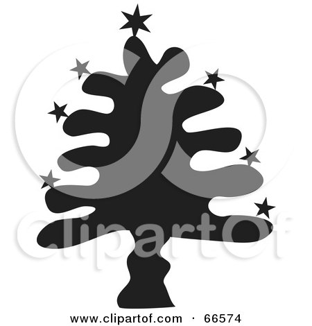 Royalty-Free (RF) Clipart Illustration of a Black And White Christmas Tree - Version 5 by Prawny
