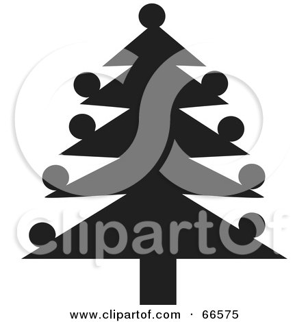 Royalty-Free (RF) Clipart Illustration of a Black And White Christmas Tree - Version 1 by Prawny