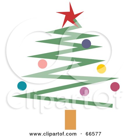 Royalty-Free (RF) Clipart Illustration of a Green Zig Zag Christmas Tree by Prawny