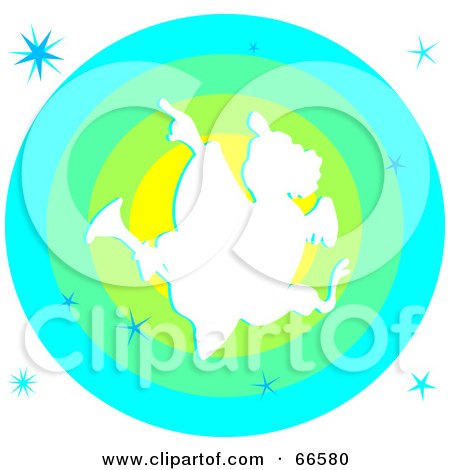 Royalty-Free (RF) Clipart Illustration of a Christmas Angel Over A Green And Blue Circle by Prawny