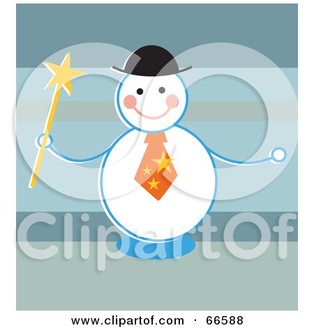 Royalty-Free (RF) Clipart Illustration of a Happy Snowman Holding A Wand by Prawny