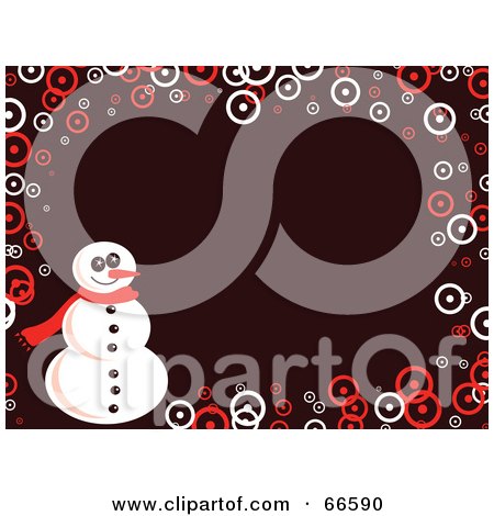 Royalty-Free (RF) Clipart Illustration of a Snowman Christmas Background With Circles On Brown by Prawny