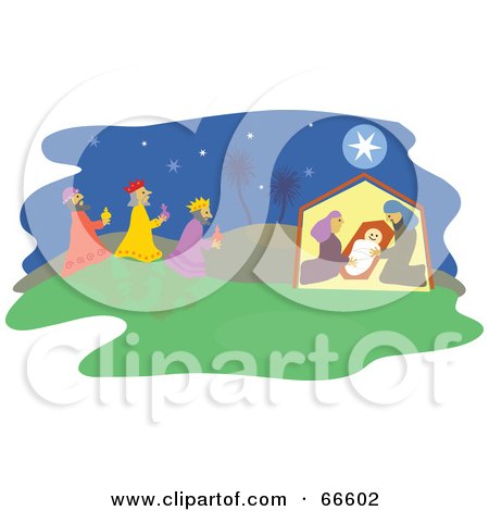 Royalty-Free (RF) Clipart Illustration of a Nativity Scene And The Star Of Bethlehem by Prawny