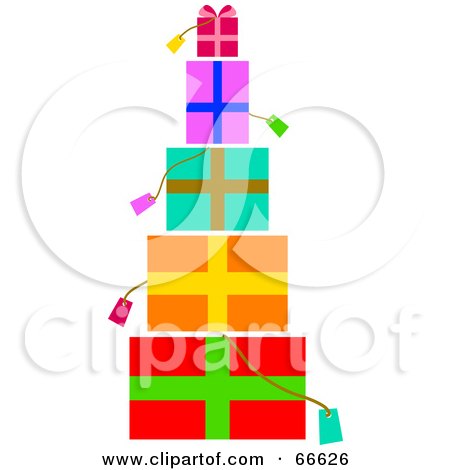 Royalty-Free (RF) Clipart Illustration of a Colorful Stack Of Gifts by Prawny